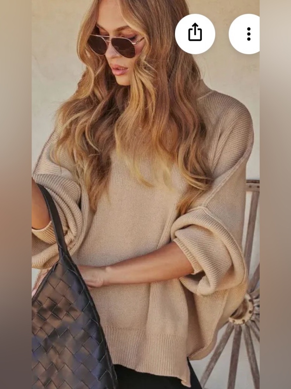 VICI Elouise Knit Oversized Pullover Sweater.
Beige.  Size M
EUC